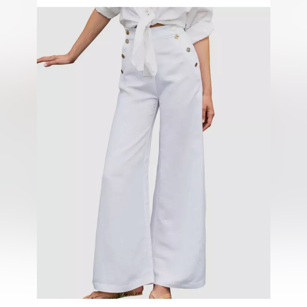 Paolita Women's White Nautical Flare-Leg Trouser Pants Size XS
